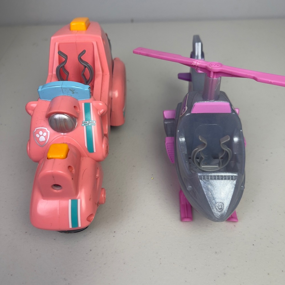 Paw Patrol Vehicle Set Kids OS Pink Grey Good Liberty Cycle Skye Copter
